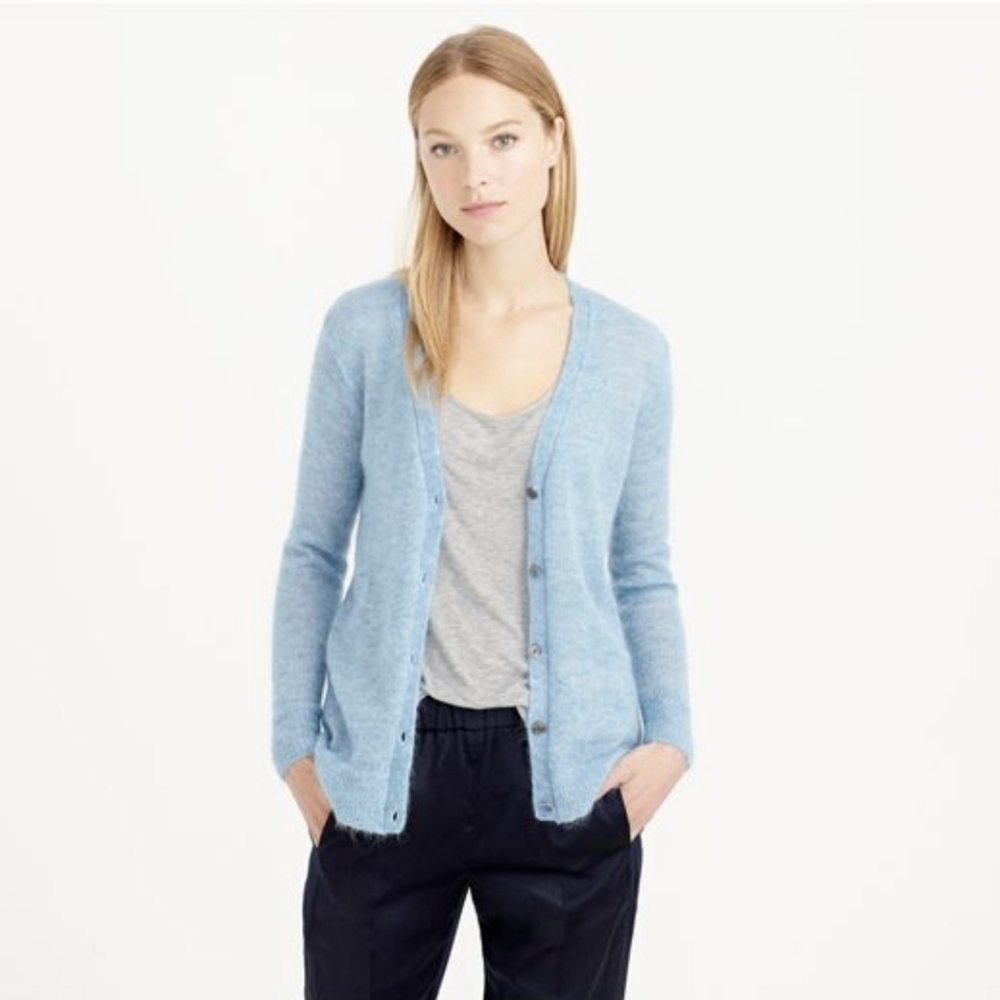 J. Crew Mohair Cardigan Sweater Light Blue Women's Size XS